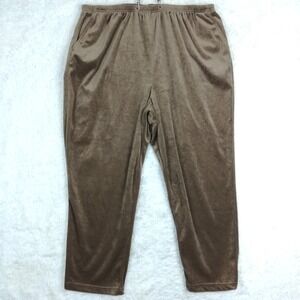Blair Boutique Womens Pants Velour Wide Leg Lounge Pull On Champagne Plus 3XL